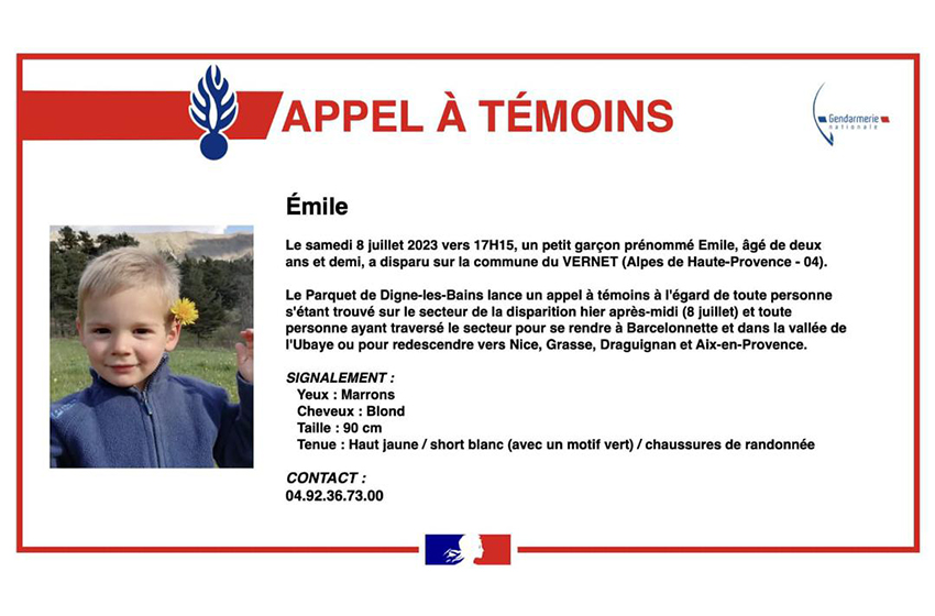 Alpes-de-Haute-Provence : Émile, 2 ans, est porté disparu