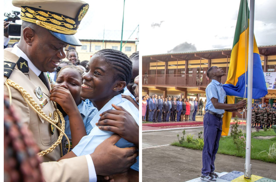 Levée des couleurs : Oligui Nguema au complexe scolaire du Bas de Gué-Gué