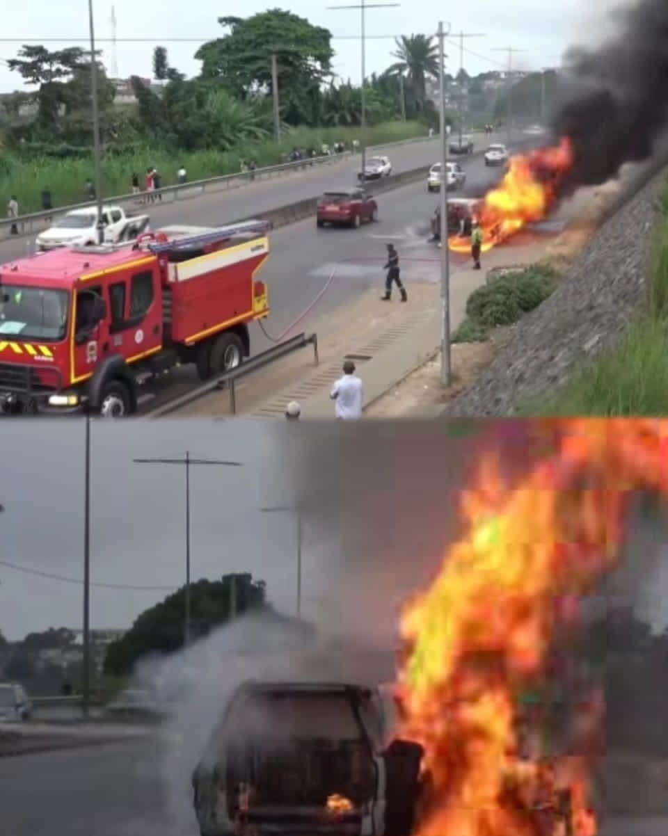 ‎‎Libreville/PK6 : un père et ses enfants échappent aux flammes dans un véhicule‎